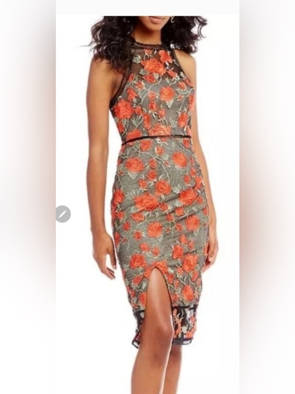 Gianni Bini Red Rose Embroidered Mesh Midi Dress - Picture 13 of 13